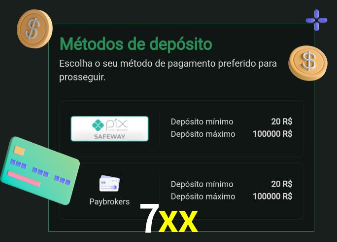 O cassino 7xx oferece uma grande variedade de métodos de pagamento